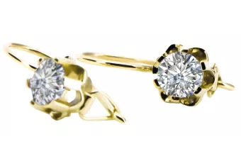 Kolczyki Vintage Biżuteria Cyrkonia 14k żółte złoto vec019y